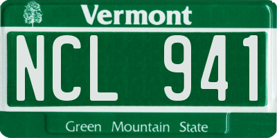 VT license plate NCL941