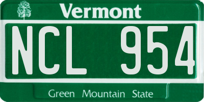 VT license plate NCL954