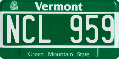 VT license plate NCL959