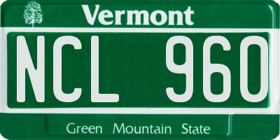 VT license plate NCL960