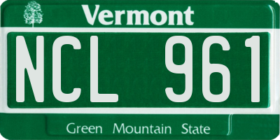 VT license plate NCL961