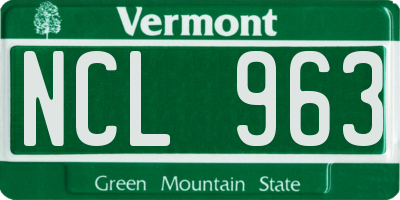 VT license plate NCL963