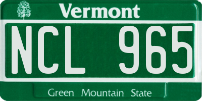 VT license plate NCL965