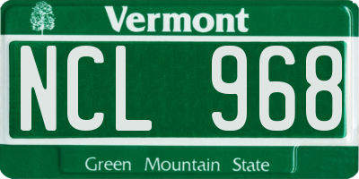 VT license plate NCL968