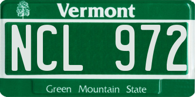 VT license plate NCL972