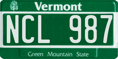 VT license plate NCL987