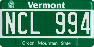 VT license plate NCL994