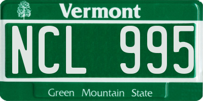 VT license plate NCL995