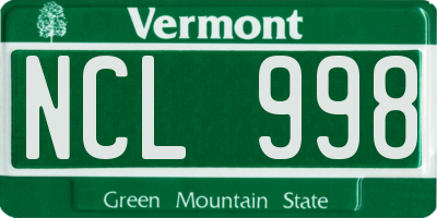 VT license plate NCL998