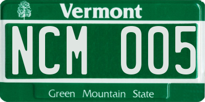 VT license plate NCM005