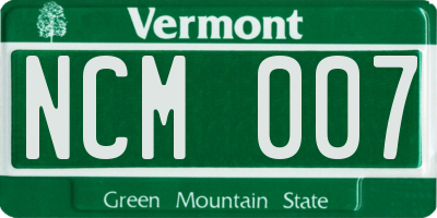 VT license plate NCM007