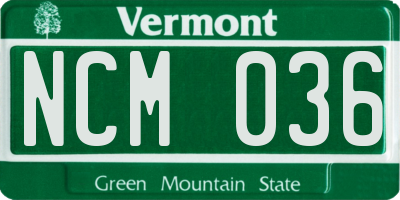 VT license plate NCM036