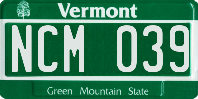 VT license plate NCM039