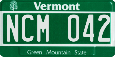 VT license plate NCM042
