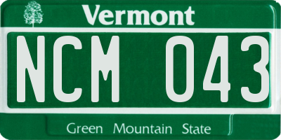VT license plate NCM043