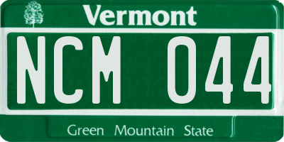 VT license plate NCM044