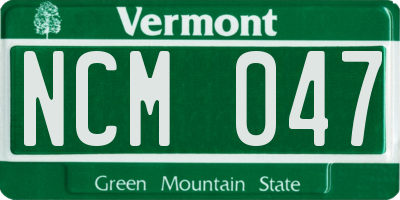VT license plate NCM047