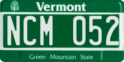VT license plate NCM052