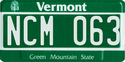 VT license plate NCM063