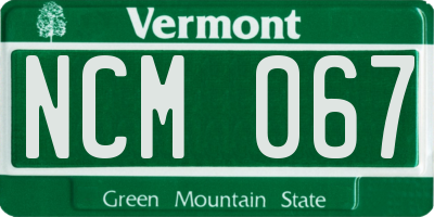 VT license plate NCM067