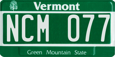 VT license plate NCM077