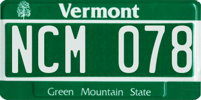 VT license plate NCM078