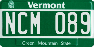 VT license plate NCM089