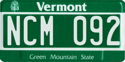 VT license plate NCM092