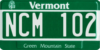 VT license plate NCM102