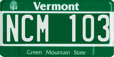 VT license plate NCM103