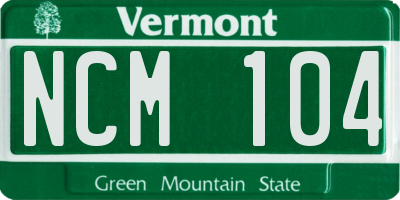 VT license plate NCM104