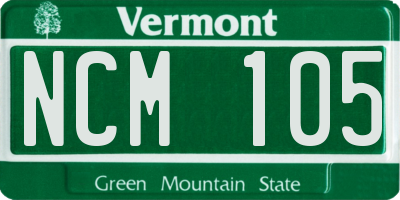 VT license plate NCM105