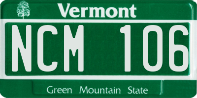 VT license plate NCM106