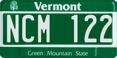 VT license plate NCM122