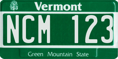 VT license plate NCM123