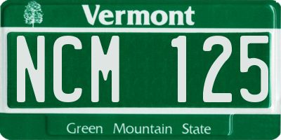 VT license plate NCM125