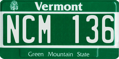 VT license plate NCM136