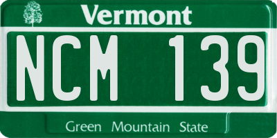 VT license plate NCM139