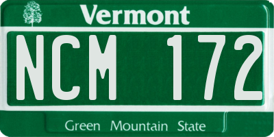 VT license plate NCM172