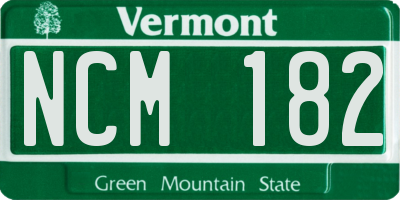 VT license plate NCM182