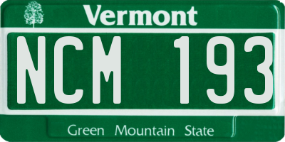VT license plate NCM193