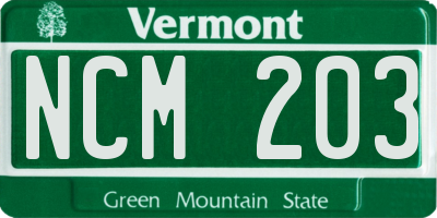 VT license plate NCM203