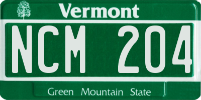 VT license plate NCM204