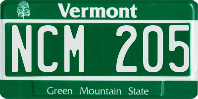 VT license plate NCM205