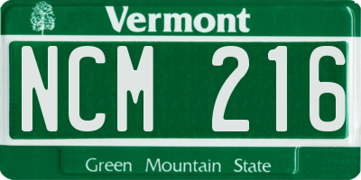 VT license plate NCM216