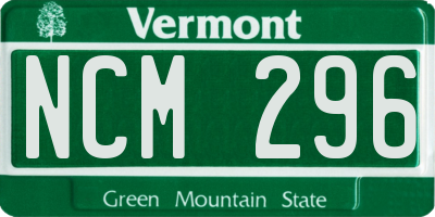 VT license plate NCM296