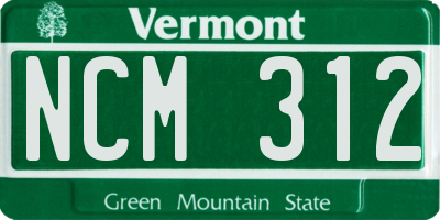 VT license plate NCM312