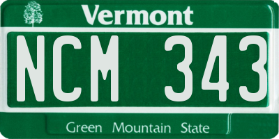 VT license plate NCM343