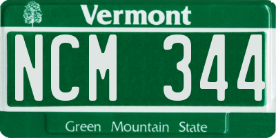 VT license plate NCM344