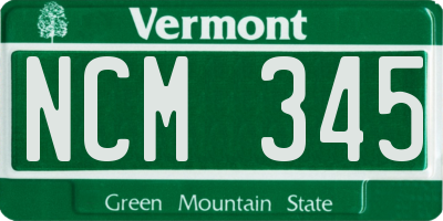 VT license plate NCM345